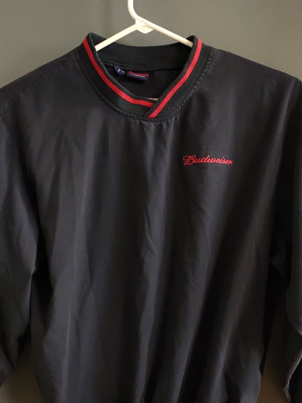 Vintage Budweiser Bud Light Pullover Jacket Shirt Men's XL Pockets Long Sleeve